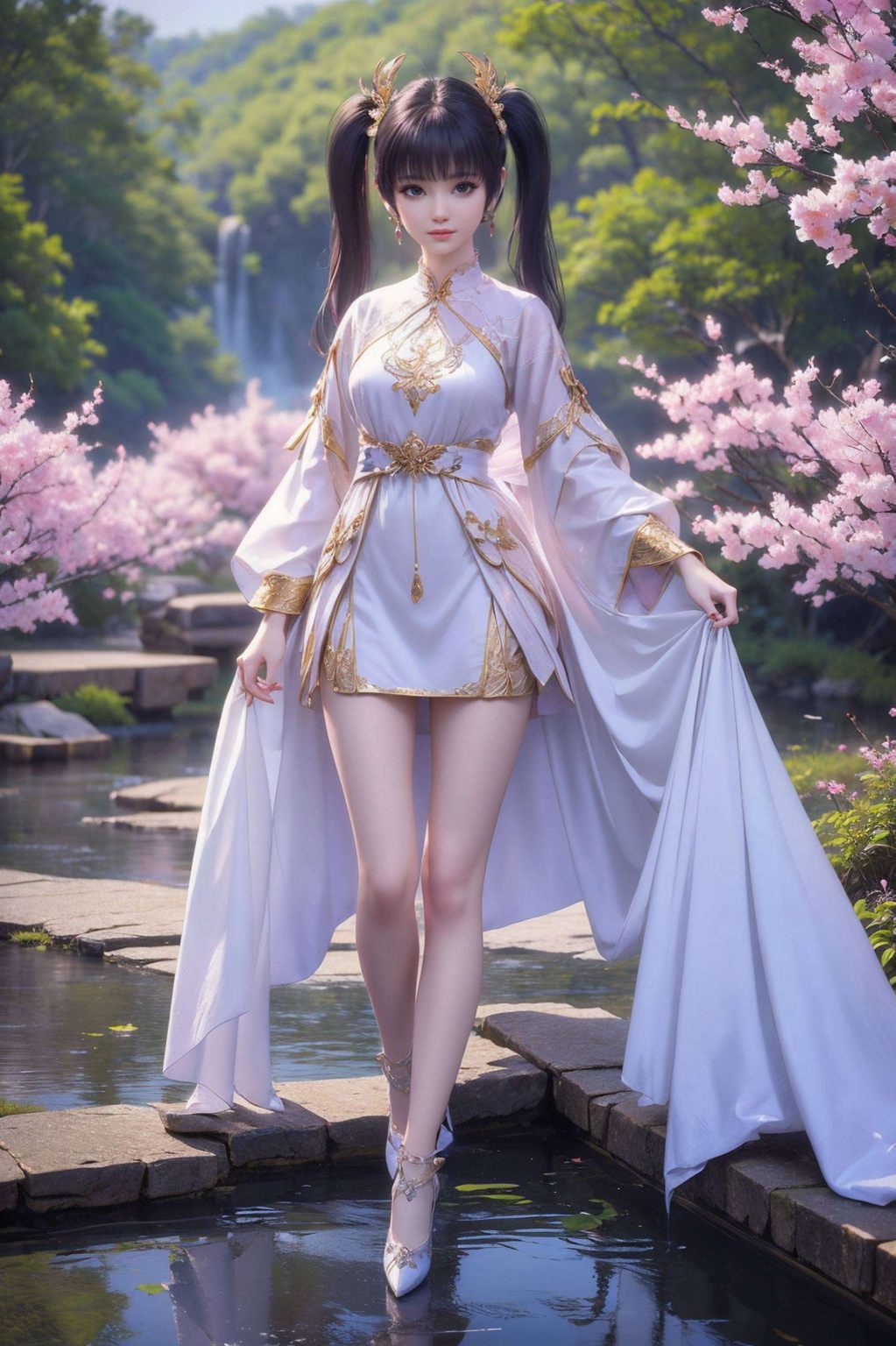 夏日的微风中紫妍身着绚丽民族风夏装