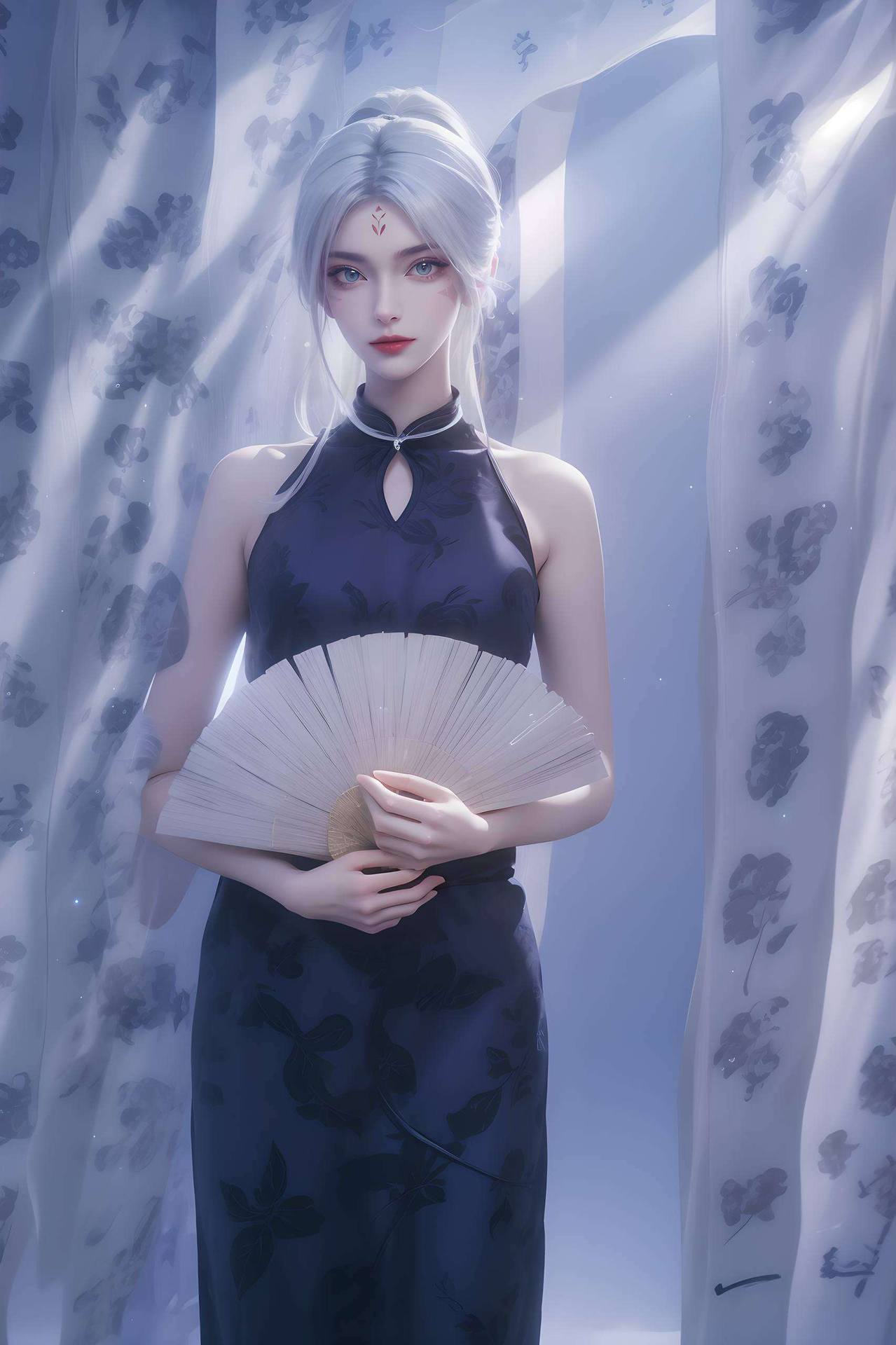 平板上展示的国漫美女小白
